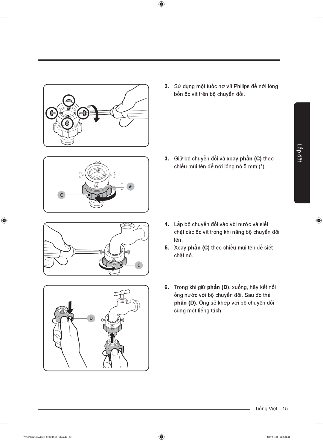 Samsung WA21M8700GV/SV manual Tiếng Việt 15 